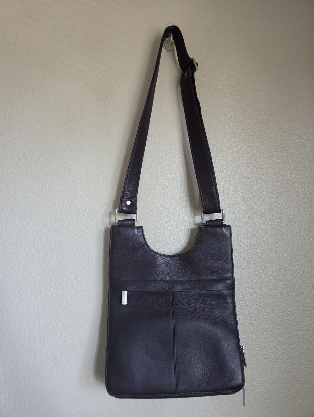 vintage 90s lavive dark brown leather  crossbody bag multi pocket organizer - Picture 6 of 10